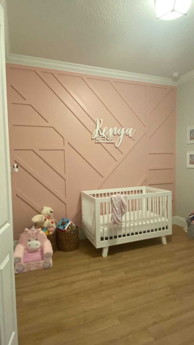 Accent wall wood panel pink 1