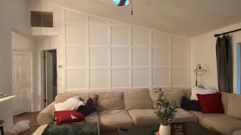 Accent wall wood panel squares 1
