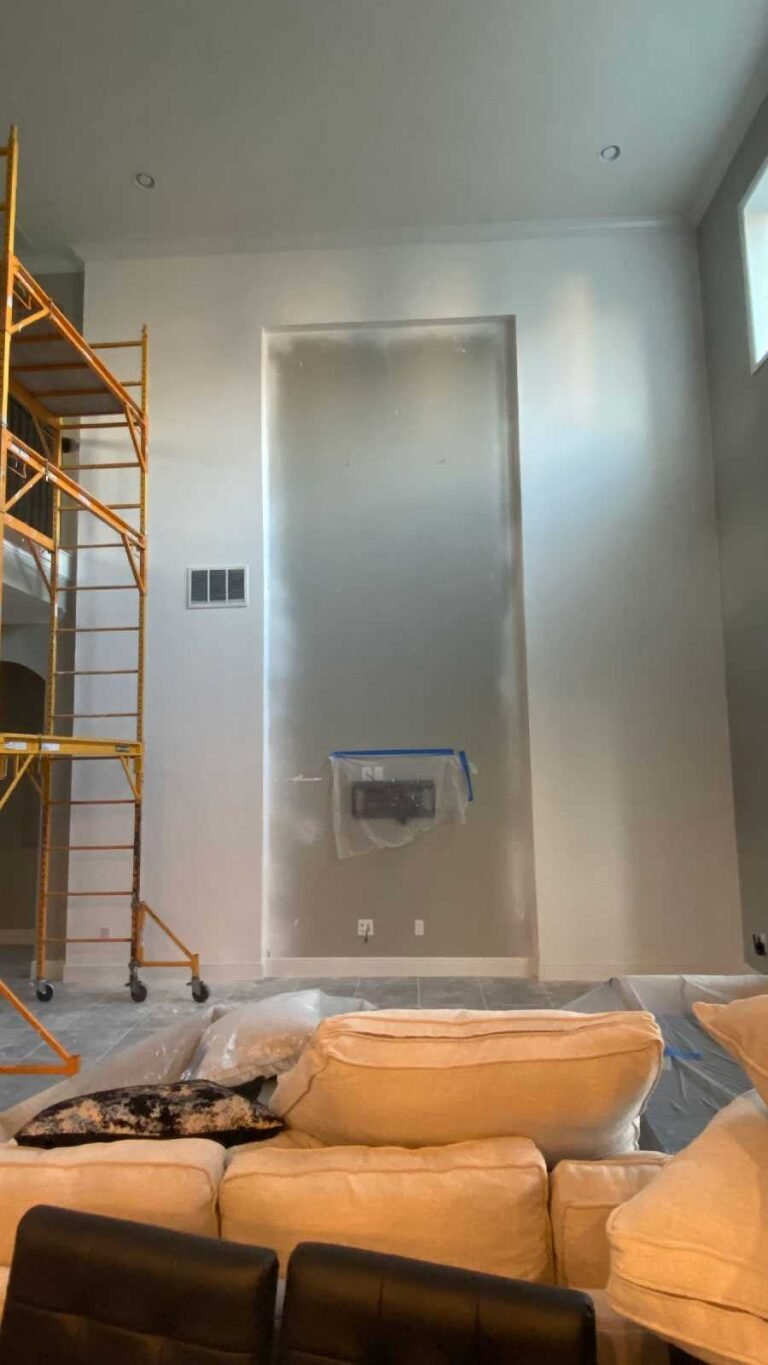High accent wall builtin wallpaper 1