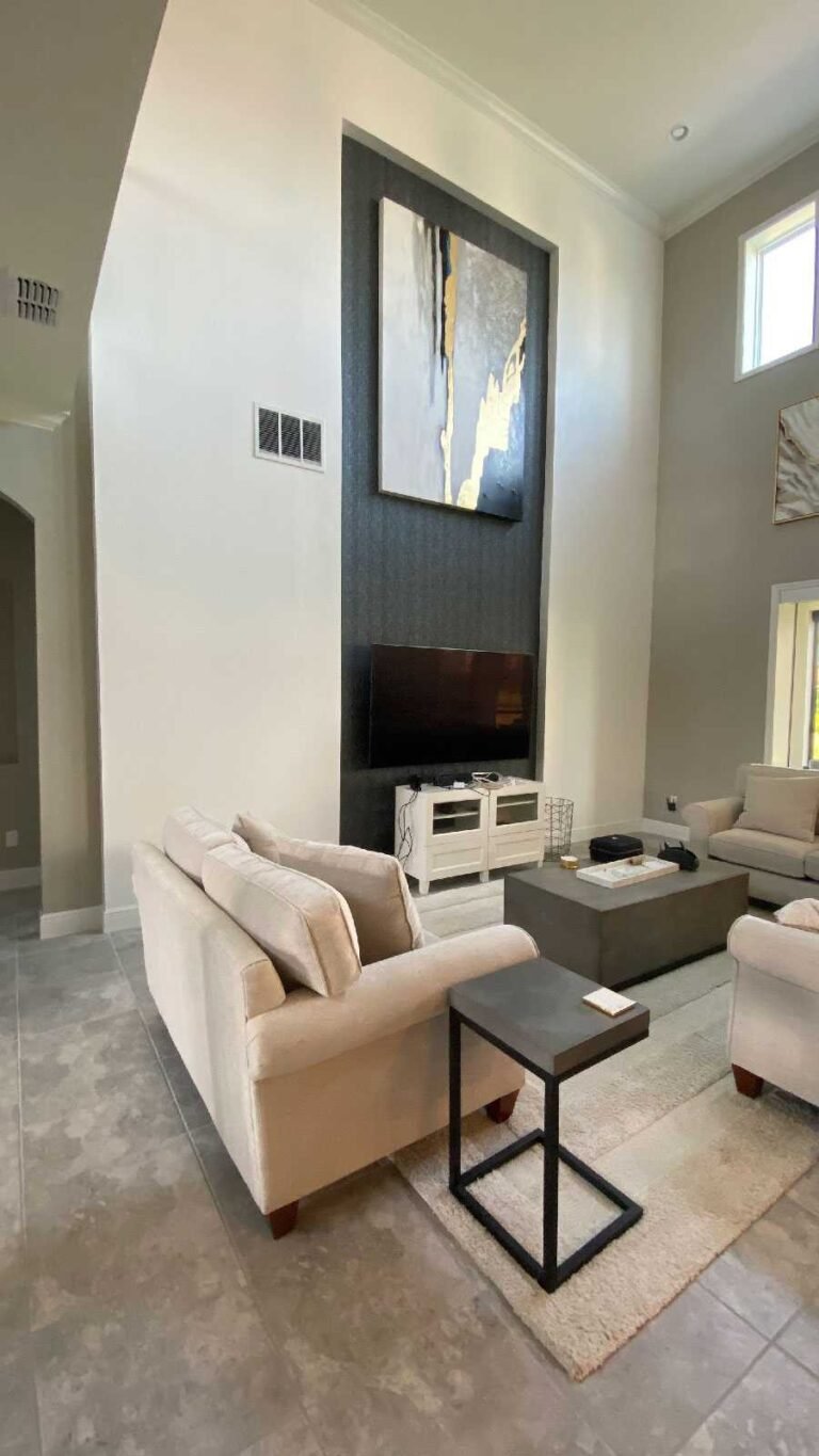 High accent wall builtin wallpaper 2